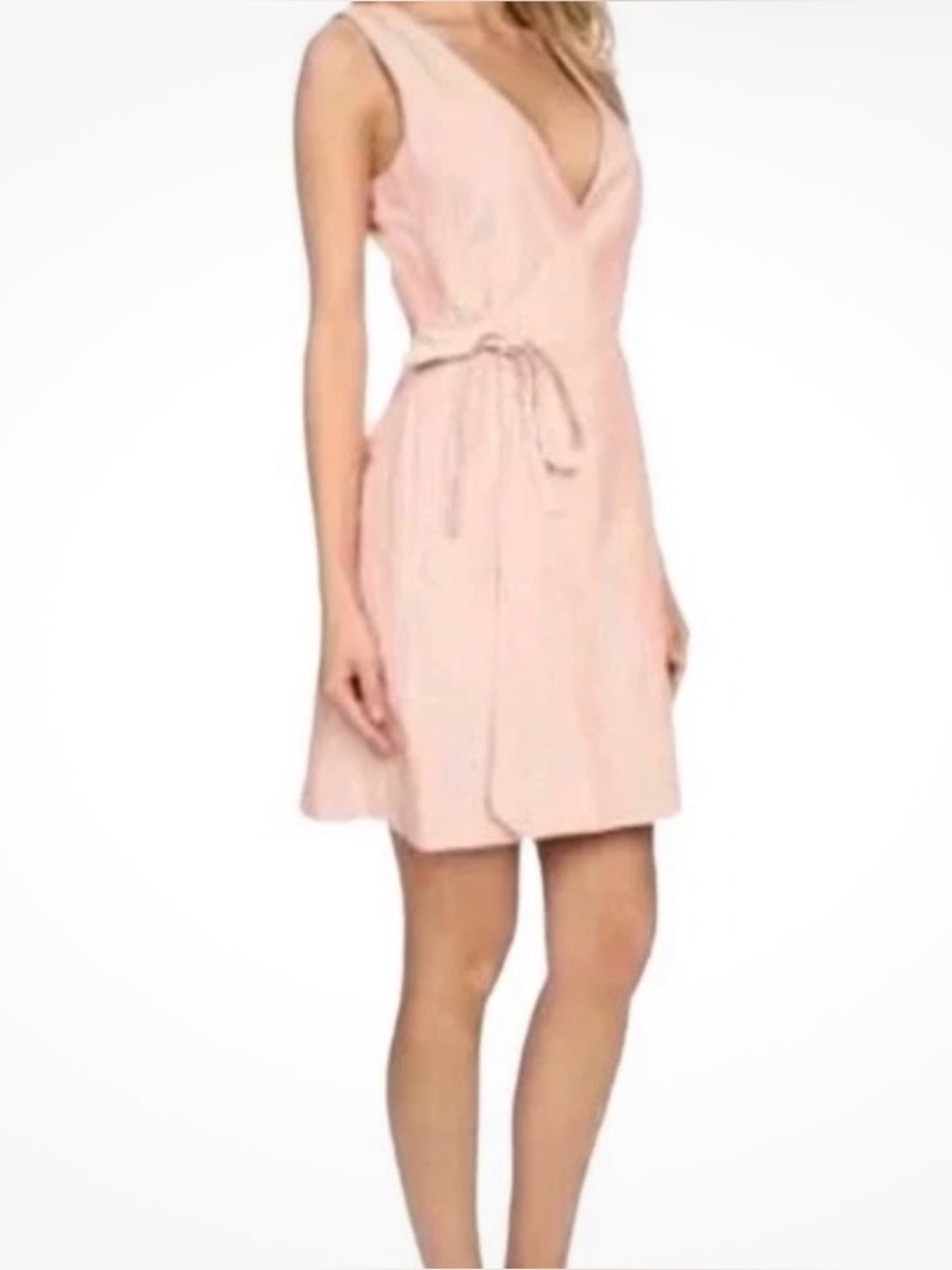Arc’teryx Linen Cotton Wrap Dress Size 2 Coral /white Sleeveless Tie Waist